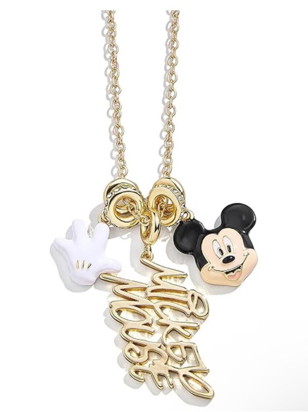 BaubleBar Disney Mickey Mouse Character Charm Necklace Gold Tone NWT Gift